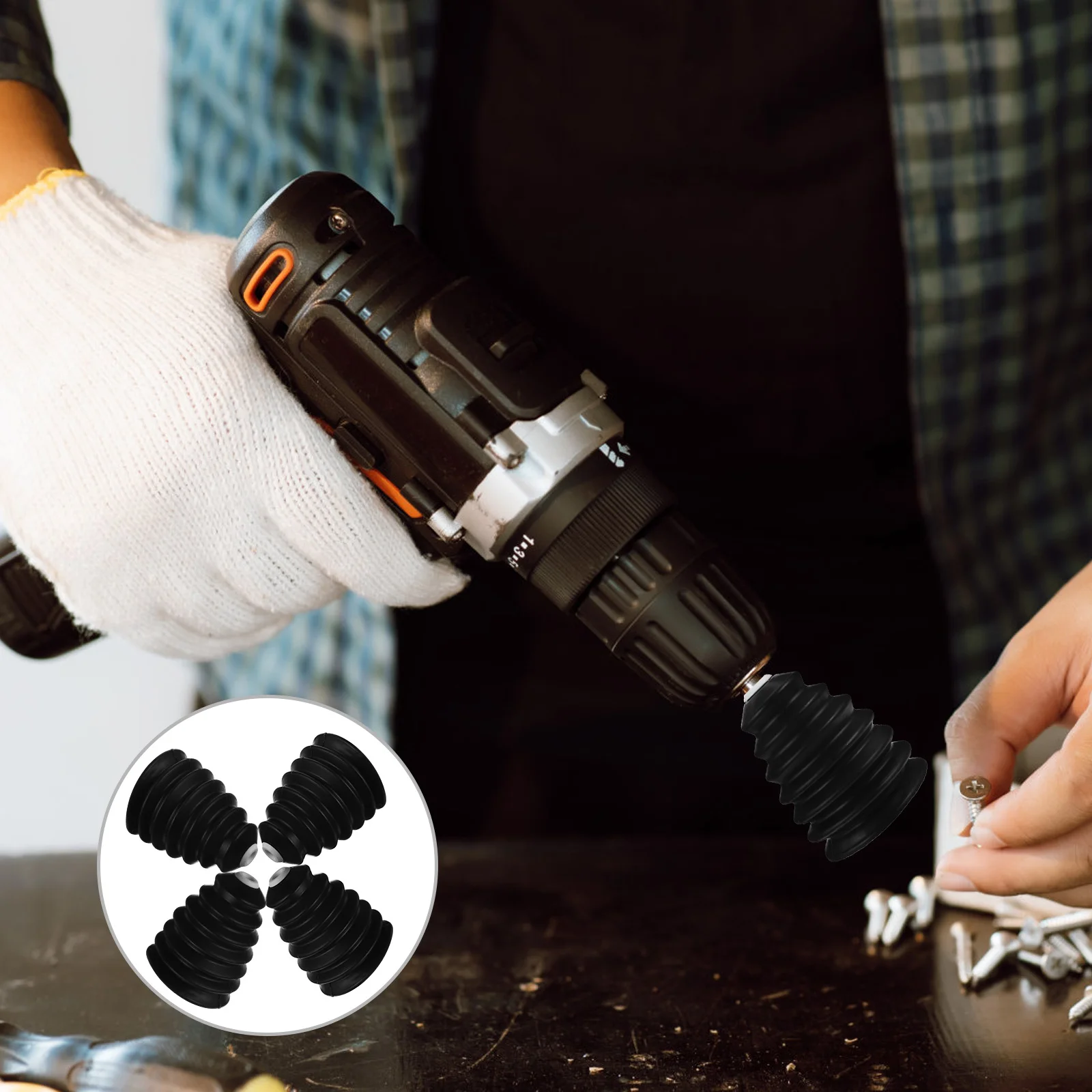 

4Pcs Dustproof Drill Covers Silicone Hammer Drills Protector Scalable Design Prevents Dust Diffusion Electric Hammer Drill