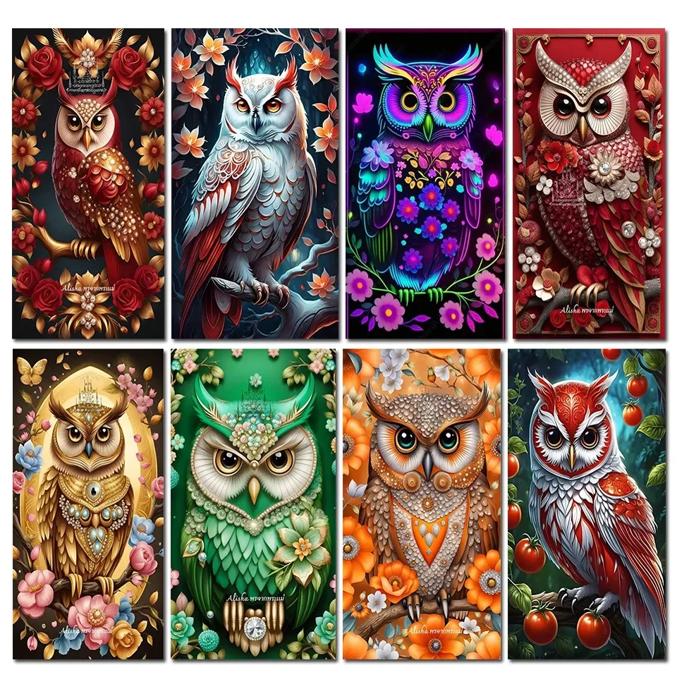 Large Tomato Red Owl 5D DIY Diamond Painting Full Square Round Diamonds Mosaic Cross Stitch Birds Home Decoration New 2024 X1326