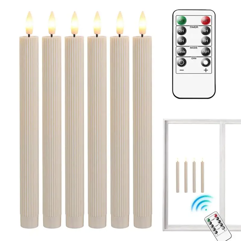 Flameless Window Candles With Remote 6X Wireless Flameless LED 3D Wick Taper Candles 3D Wick Taper Candles For Christmas Window