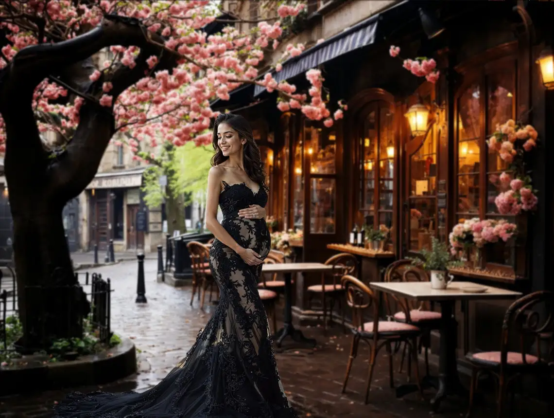 

Parisian Paris Cafe Street Pink Flower Tree Light House backdrops computer print scenic Photography Studio Backgrounds