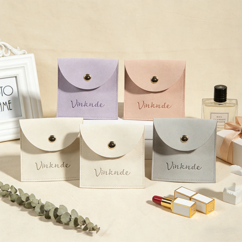 

50-Pack Custom Microfiber Velvet Snap Button Bag Ring Earring Pendant Jewelry Accessory Gift Storage Organizer Dust Pouch