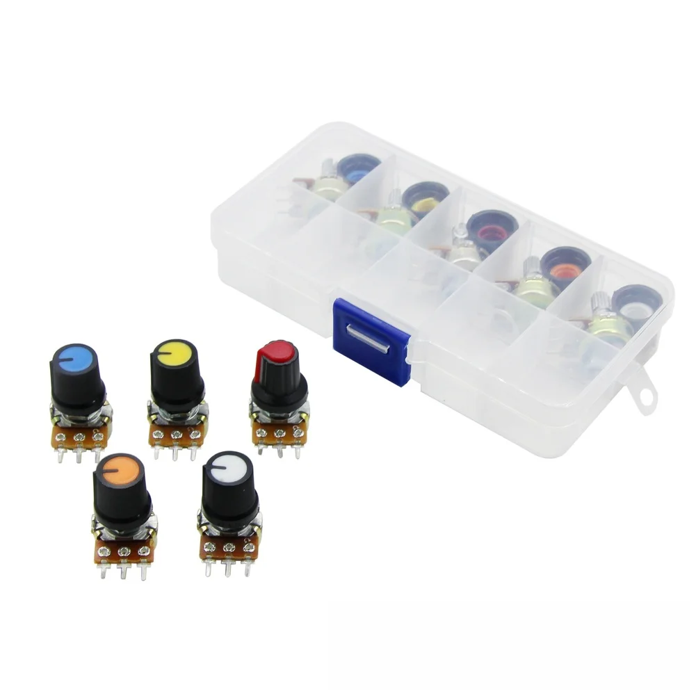 Versatile Electronic Components Knurled Shaft Potentiometer Potentiometer B1k To 1m Resistance Smooth Rotation Mechanism