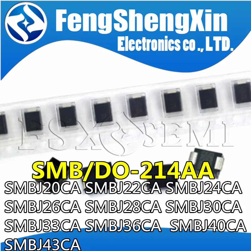 20pcs SMBJ20CA LV SMBJ22CA BX SMBJ24CA BZ SMBJ26CA CE SMBJ28CA MG SMBJ30CA CK SMBJ33CA CM SMBJ36CA CP SMBJ40CA CR SMBJ43CA CT