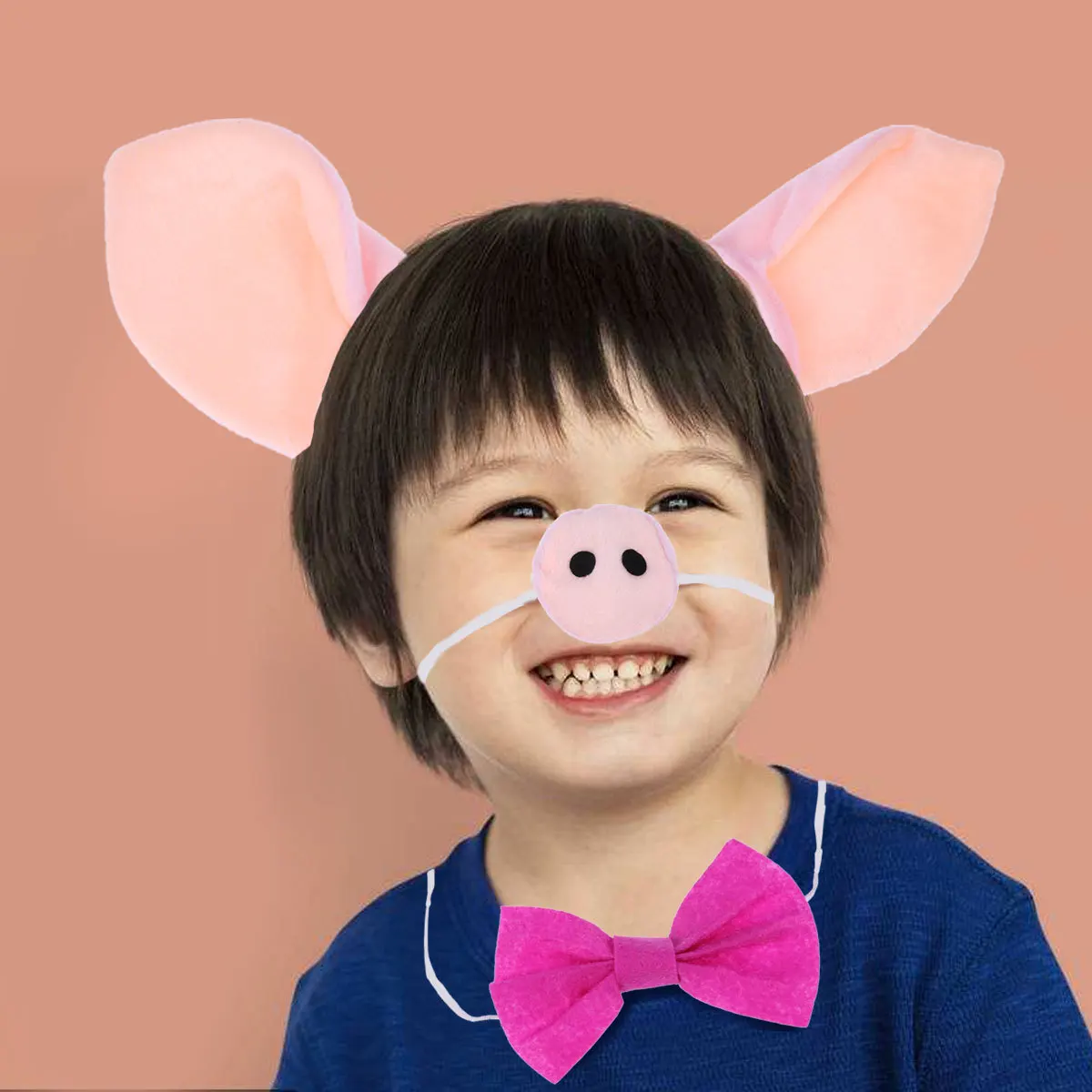 

4pcs Pig Headband Set Ears Nose Tail Bow Tie Costume Accessories For Halloween Masquerade Party Dress Up Game Premium Fabric