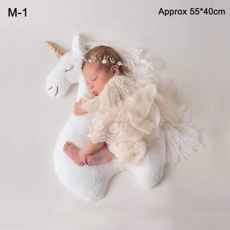 Newborn Baby Photography Clothing Swan Posing Pillow Horse Dino Whale Doll Infant Photo Props Tulle Dress Outfits Cushion Posing