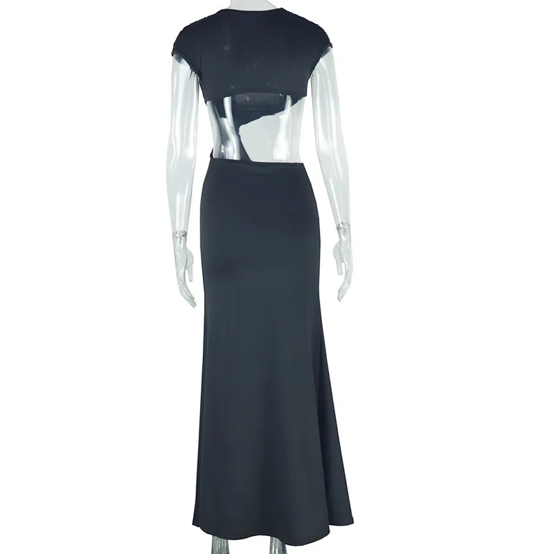 Sukienki Długie Bez Rękawów z Asymetrycznym Dekoltem, Plisowane, w Jednolitym Kolorze, w Stylu Casual, z Motywem Siostry Gwiazdy, w Stylu Streetwear, z Rybim Ogonem, Personalizowane