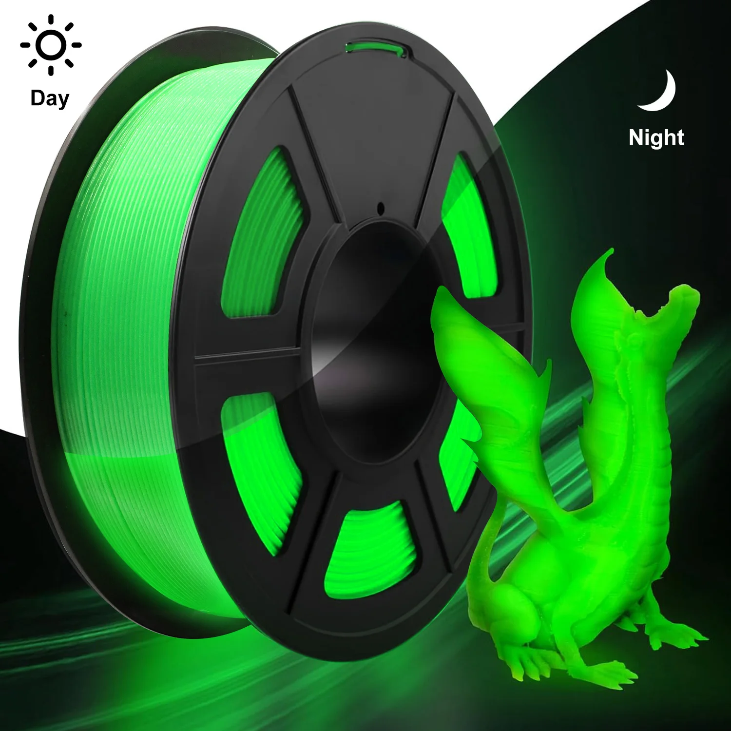 DIY-kerstcadeau, 1,75 mm PLA lichtgevend 3D-printerfilament, 200 g (0,44 l) spoel, gloeit in het donker, voor de meeste FDM-printers