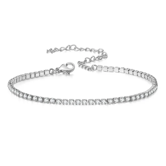 2mm Dainty Iced Out Tennis Chain Bransoletki Kobiece srebrne łańcuszki ze stali nierdzewnej z cyrkoniami dla kobiet Biżuteria Prezent