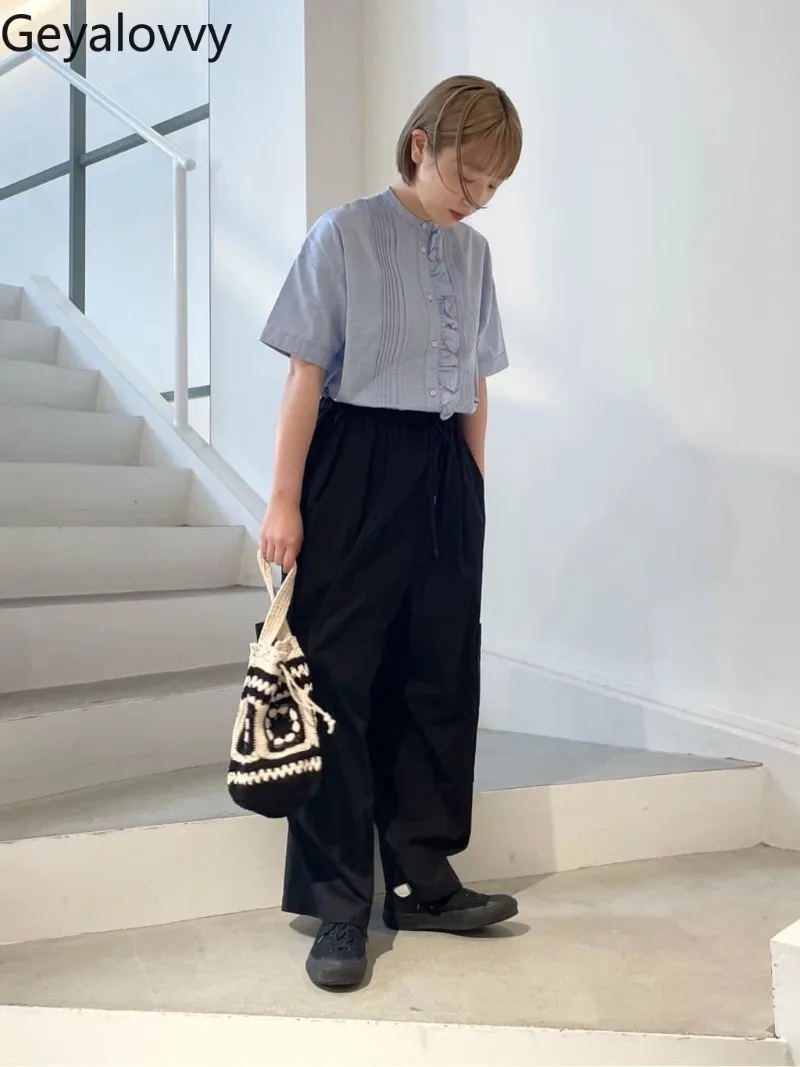 Camicia a maniche corte monopetto monopetto in puro cotone nuovo estivo Dolce ragazza Versatile girocollo scozzese a maniche corte Top