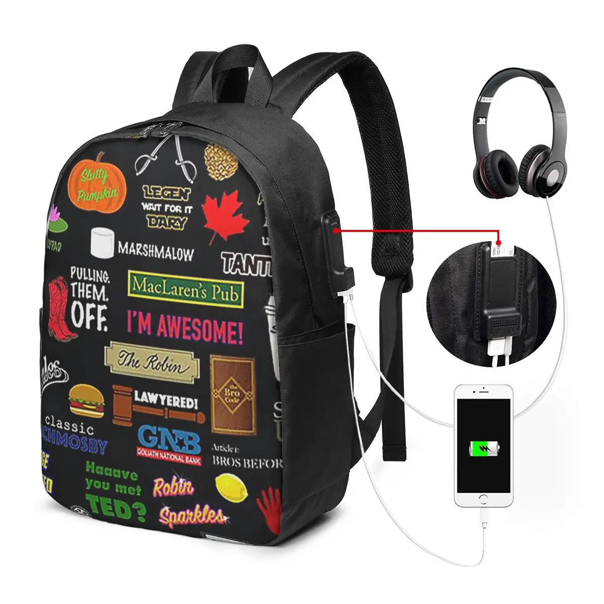 

How I Met Your Mother Himym Tv Show Collag Backpack Travel Notebook Bag Computer College Student School Bag Laptop Shoulder Bags