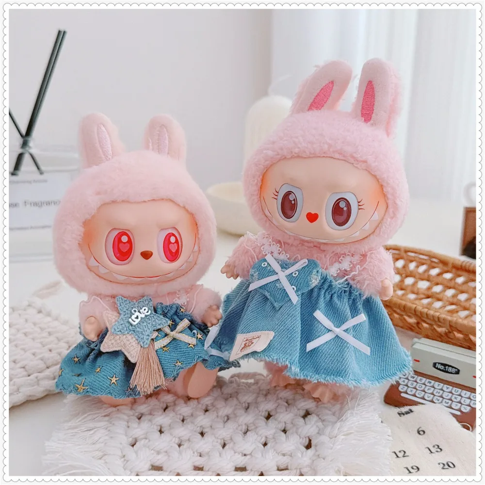 

Одежда для кукол Labubu 15/17 см, джинсовая юбка на подтяжках, платье для кукол, аксессуары для сидения, вечерние игры, подарок на Рождество, день рождения, игрушки