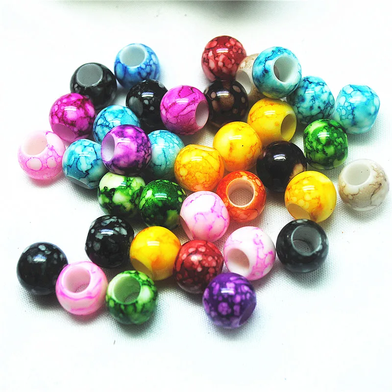 150PCS New Hot Plastic Beads Big Hole Size 9X15MM FOR WOMEN FASHION BRACELETS MAKING ACCESSORIES
