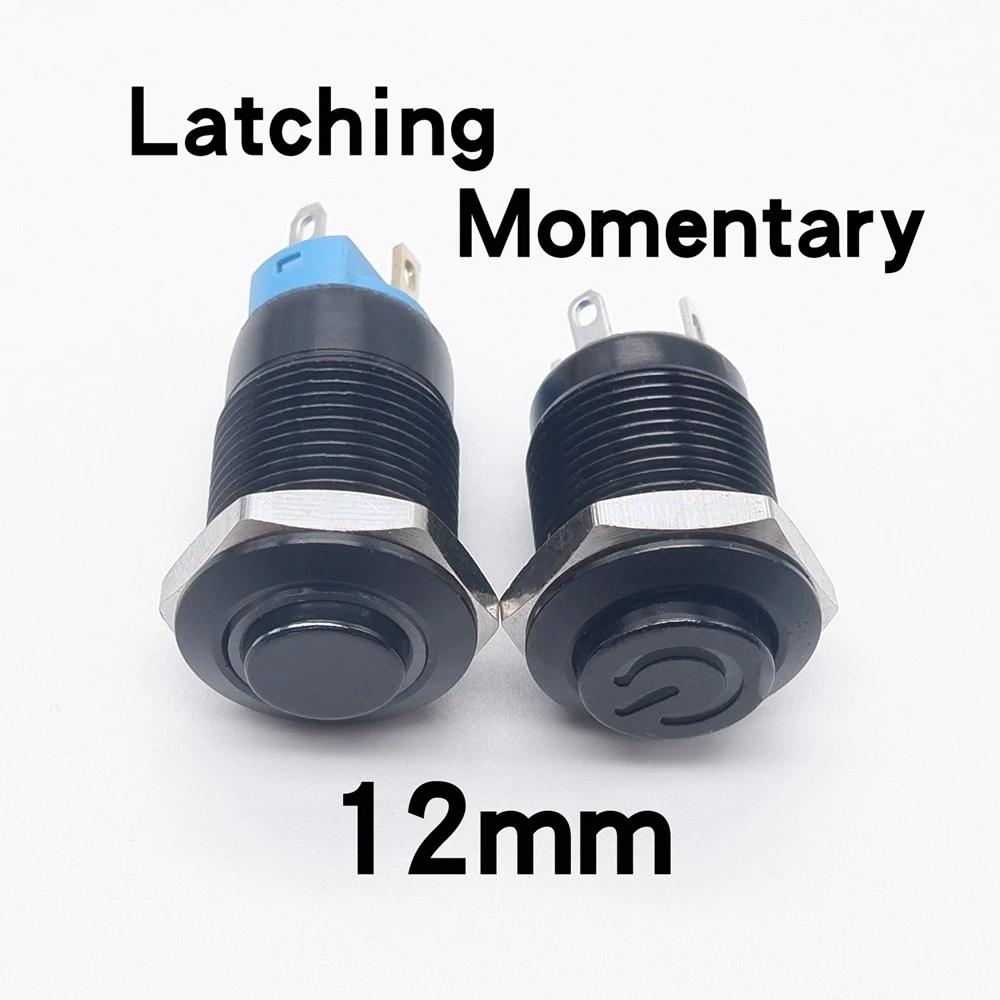 12mm 16mm 19mm 22mm Metal button switch black shell high head ignition on off start stop power control equipment 12v 24v 110v