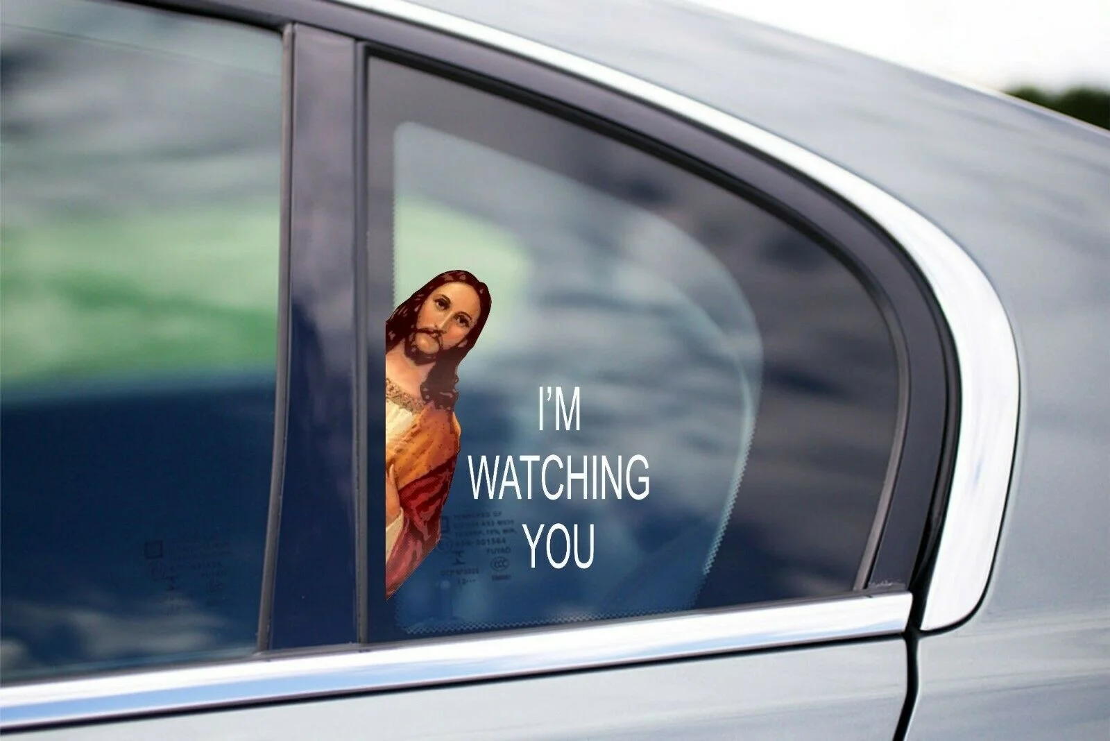 

For 1Pair/2Pcs Jesus is Watching Peeker Peeking Window Vinyl Decal Humor Funny Meme Stickers