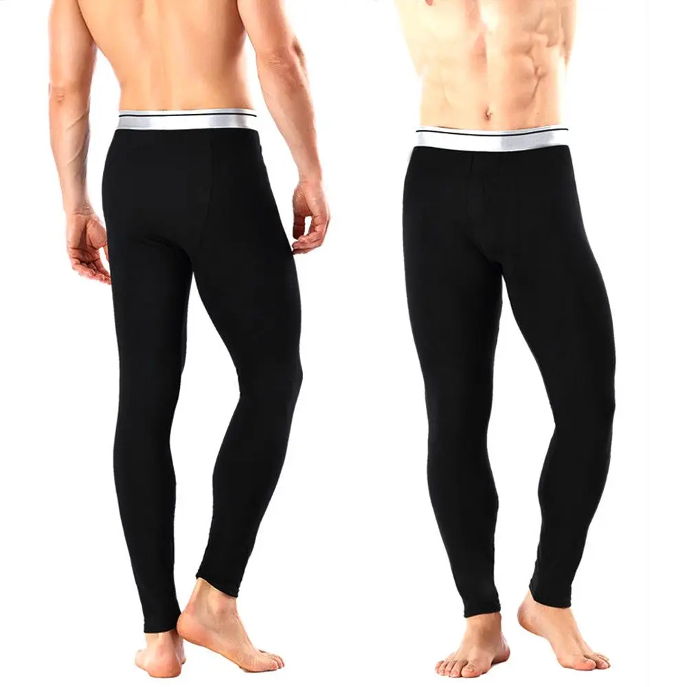 Men\'s Thermal Underwear Pants Winter Thick Fleece Lined Long Johns Warm Leggings Base Layer Bottoms