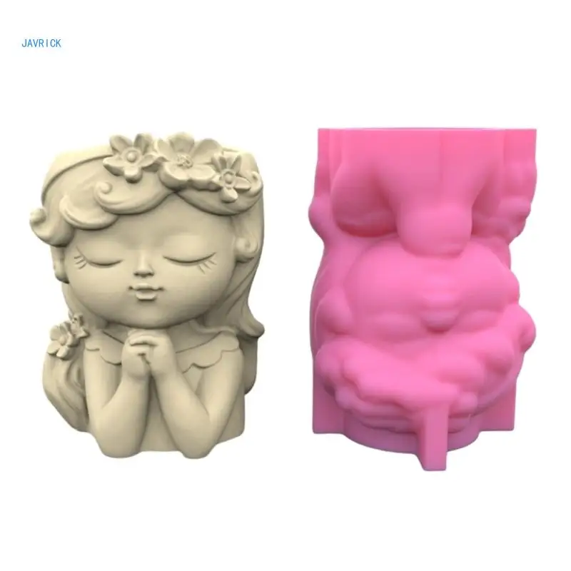 

Prayer Girl Flower Pot Silicone Mold Epoxy Resin Casting Molds Holder DIY