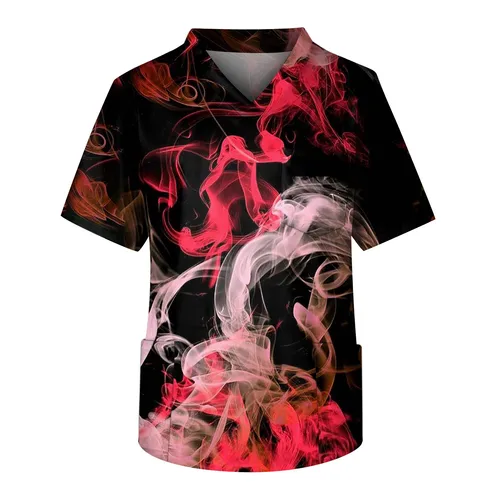 Imagen 2 del producto Moda hombres Scrub Tops estampado verano pantalón corto Casual manga enfermera Doctor accesorios de enfermería Hospital clínico Scrub uniformes