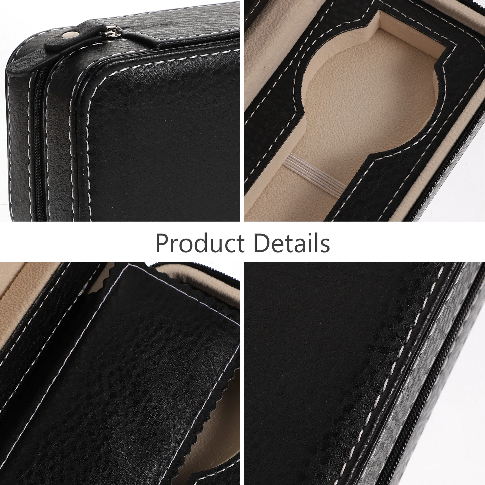 

Case 17.5X8.5X5.6Cm Faux Travel Storage Organizer For 2 Watches Protective Padding Watch Box For Men