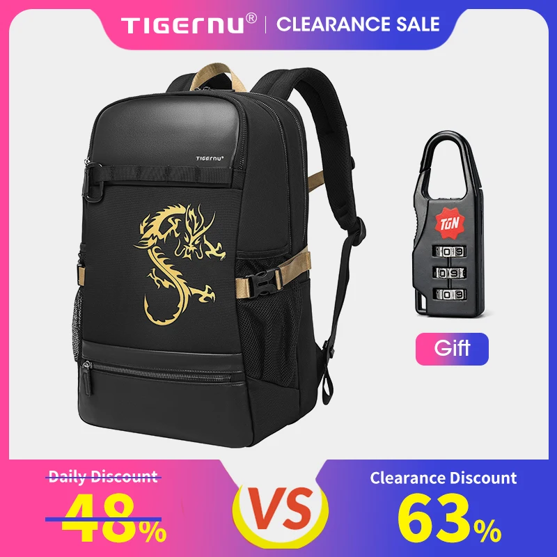 Lifetime Warranty Chinese Style Backpack For Men 15.6inch Laptop Backpack Fashion Waterproof Anti-theft Travel Bag Dragon Series