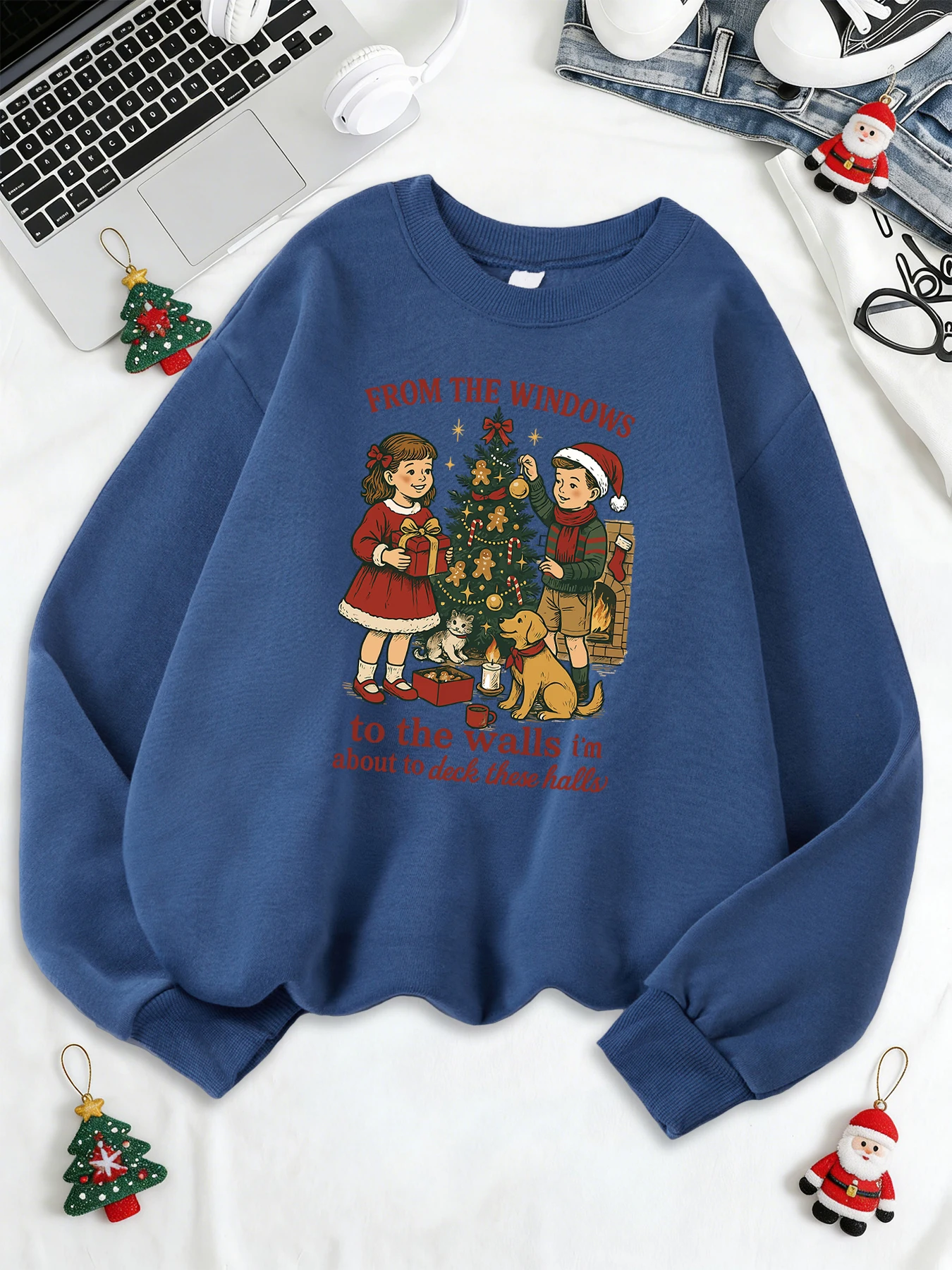 

Детские украшения, толстовки с принтом рождественской елки, женская модная толстовка с капюшоном Y2K, осенне-зимние пуловеры, флисовая повседневная одежда