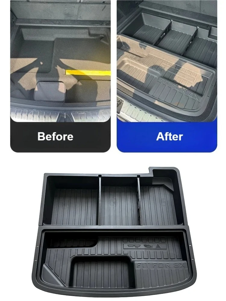 Car Rear Trunk Lower Storage Box For Zeekr 8X 2026 ABS Large Capacity Boot Luggage Organizer Tray Interior Tidying Accessories