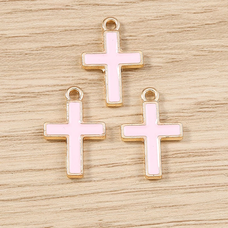 10 Stück 10 x 16 mm niedliche Emaille-Kreuz-Charms-Anhänger für Schmuckherstellung, Halsketten, Ohrringe, Armbänder, DIY, handgefertigtes Bastelzubehör – Detail 3