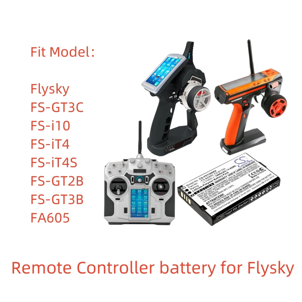 

Li-Polymer Remote Controller battery for Flysky,3.7v,1600mAh,FS-GT3C FS-i10 FS-iT4 FS-iT4S FS-GT2B FS-GT3B FA605