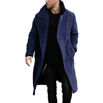 23 Autumn and Winter Woolen Men's Coat Long Multi-color Multi-code Woolen Windbreaker European Coat Double-breasted 2