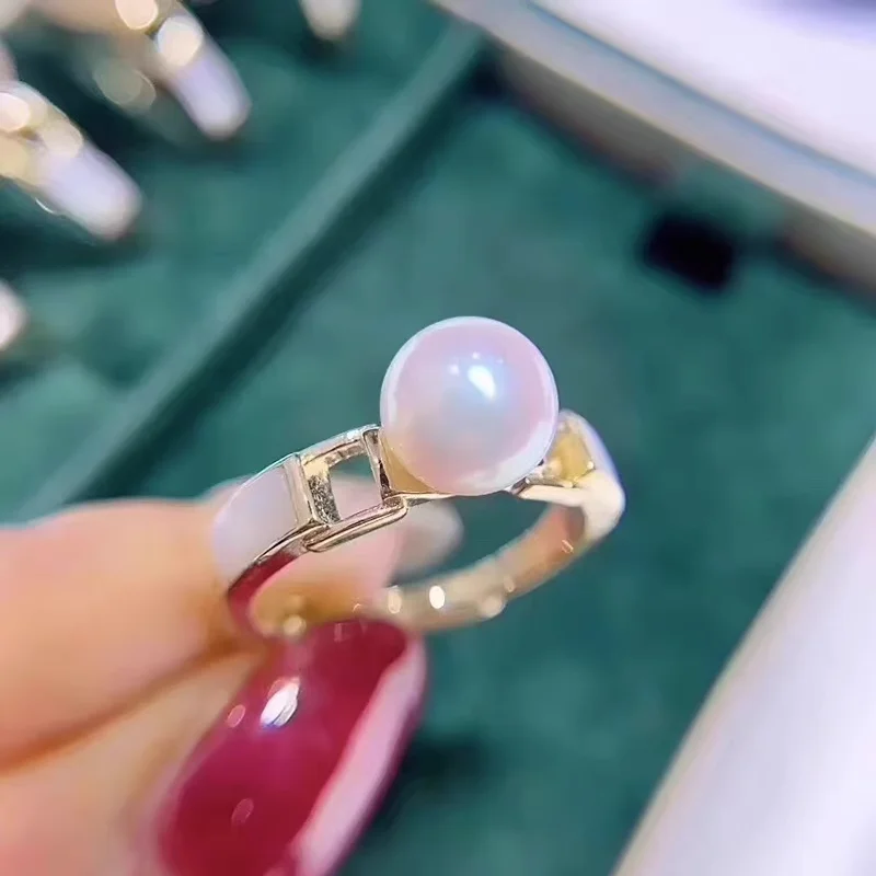 

2 шт. DIY жемчужные аксессуары 925 серебряное кольцо с жемчугом пустой держатель, модный золотой серебряный держатель для колец с круглыми бусинами 7-10 мм