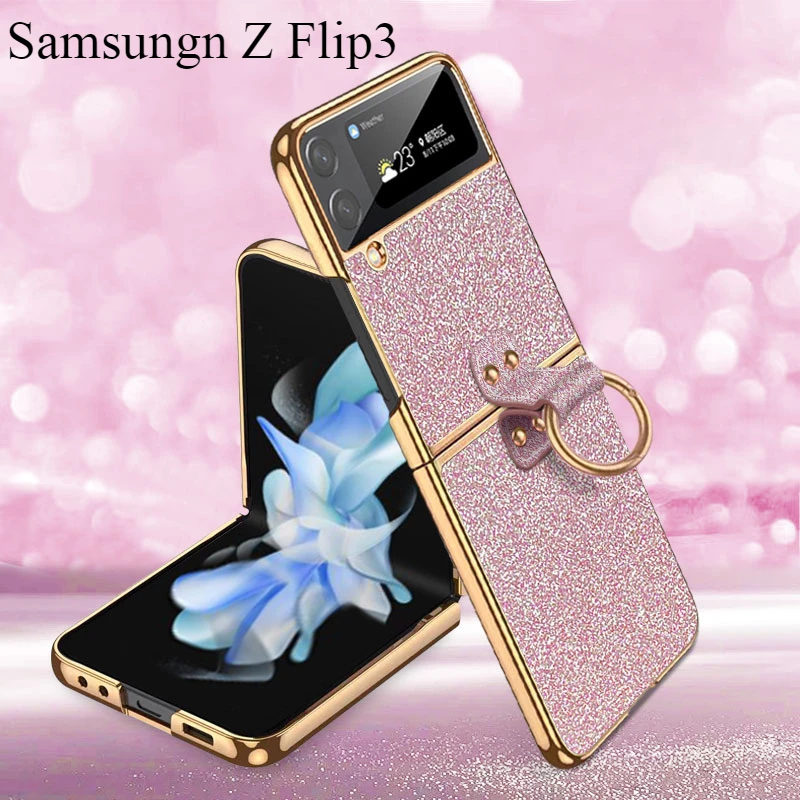 

Блестящий чехол для Samsung Z Flip3, полное покрытие, защита, роскошный гальванический защитный чехол для Samsung Z Flip3