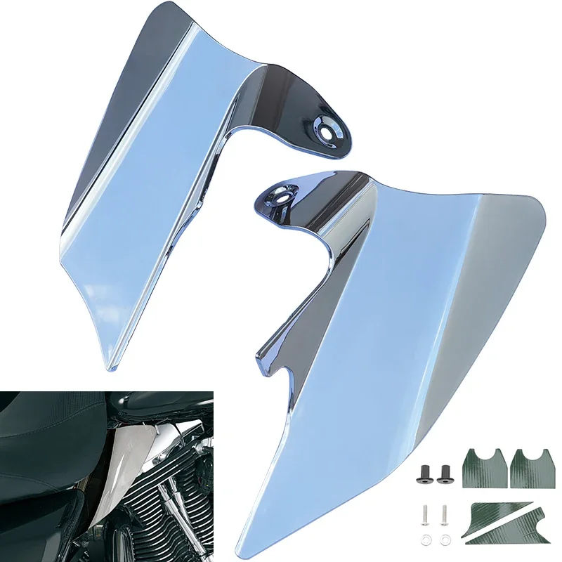 

For Harley Touring Electra Glides Road Kings Street Glides 97-07 Motorcycle Chrome Reflective Saddle Shield Air Heat Deflector