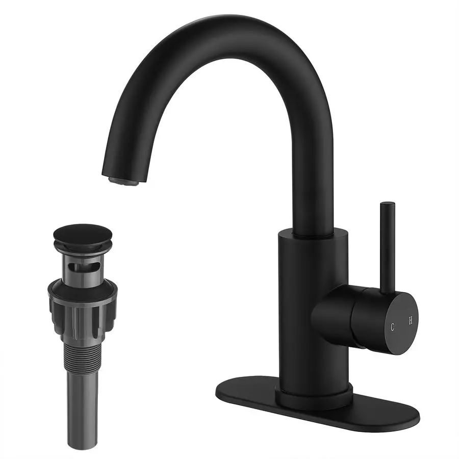 

Bar Sink Faucet, Bathroom Kitchen 360 Rotatable Faucet, Matte Black Single Hole Bathroom Faucets Modern Small Mini Kitchen Bath