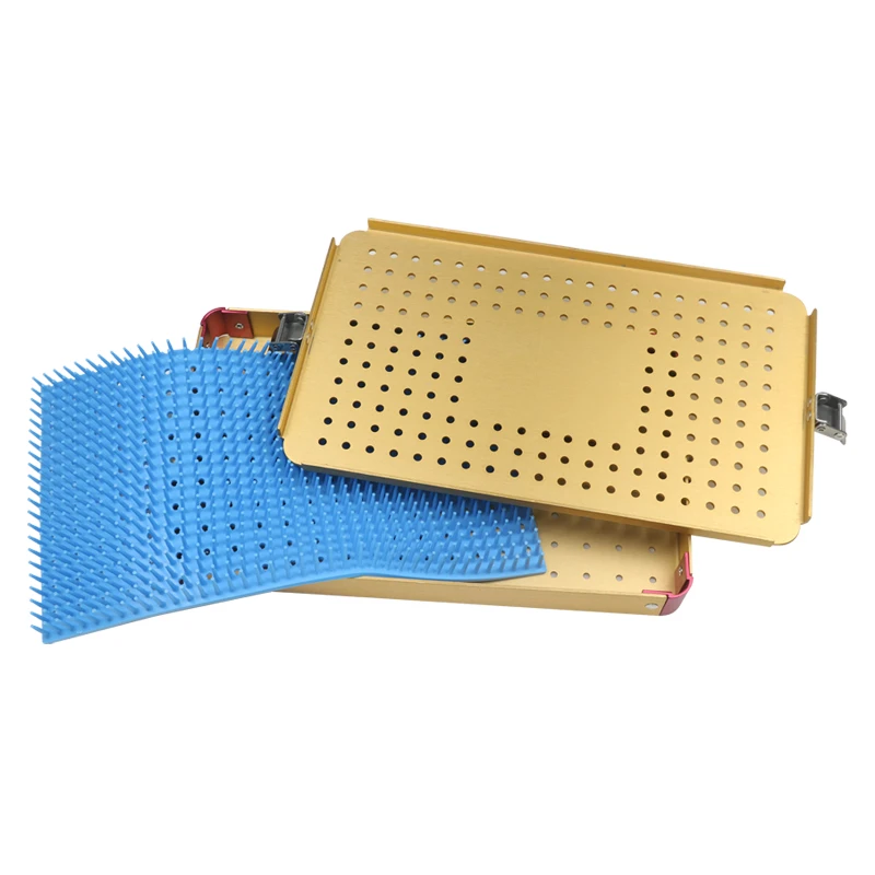 

1pcs Sterilization Tray Case with Silicone Mat Disinfection Box for Holding Instrument Sterilized