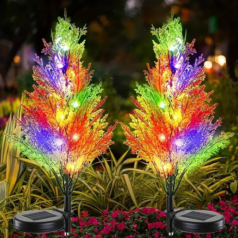 1pc Colourful Solar Christmas Pine Tree Lamp, Outdoor Christmas Holiday Lawn Lamp, Great for Garden, Yard, Path, Sidewalk Decora