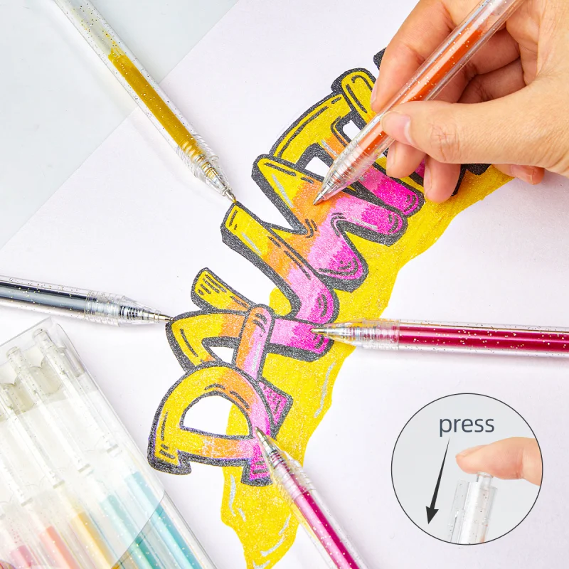 18 لون بريق جل أقلام مجموعة 1.0 مللي متر بنك الاستثمار القومي الملونة الحبر الفن الرسم ، حساب اليد ، المجلات ، DIY بها بنفسك مدرسة مكتب لوازم مكتبية