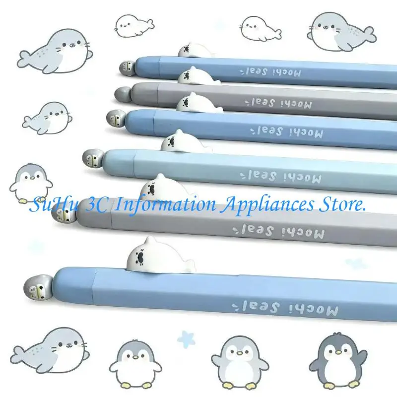 3 Piece ABS Retractable Gel Pen with Playful Animal Decorations, Smooth-Writing and Capless Push-Button Design for Handwriting