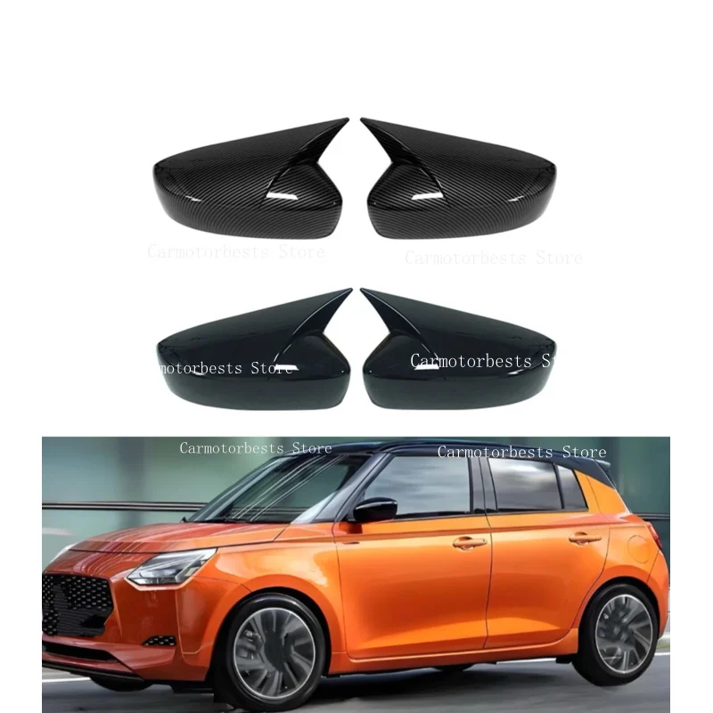 Car  Rearview Side Mirror Cover Fit For Suzuki Swift 2018  2019 2020 2021 2022 -2025  Wing Cap Rear View Case Trim Carbon Fiber