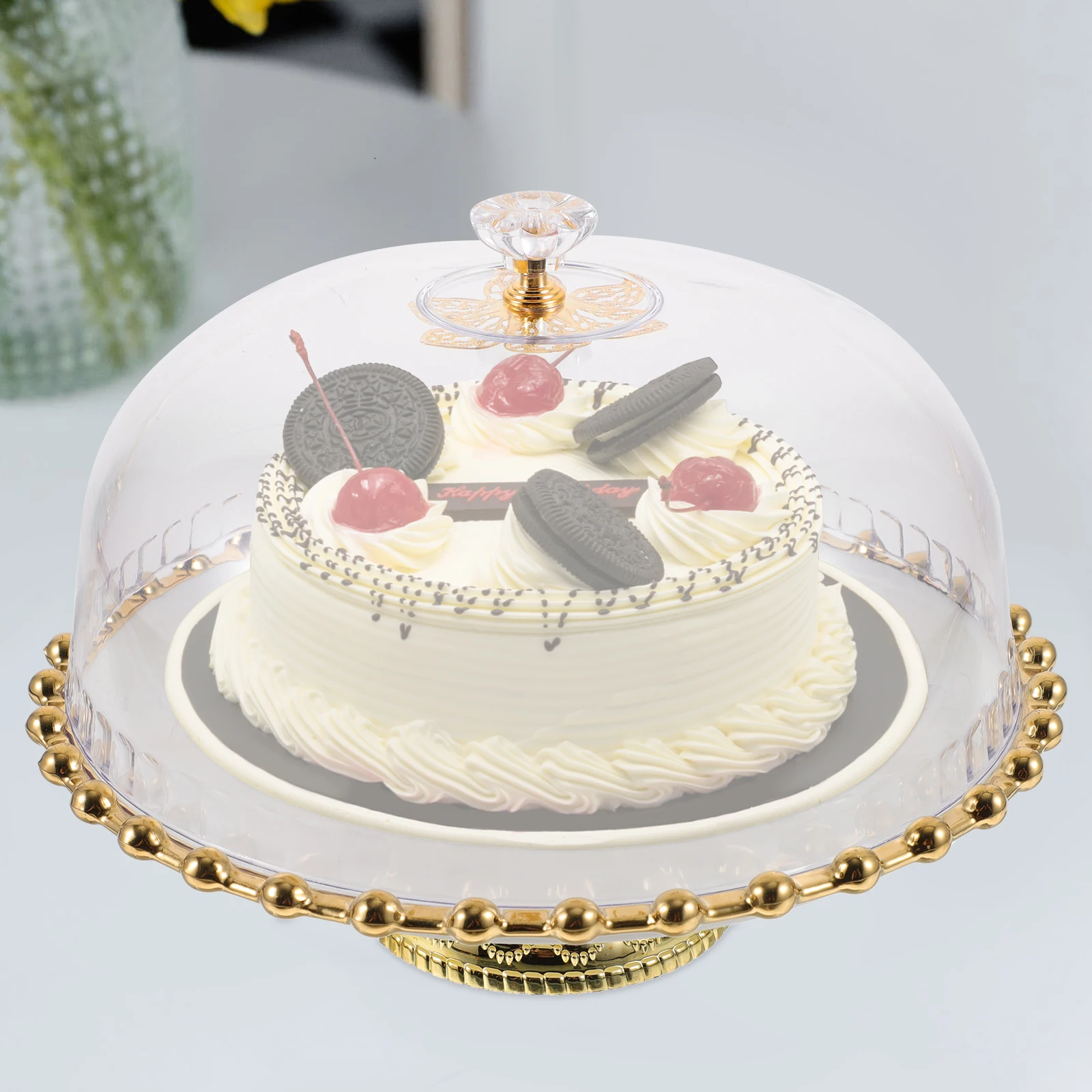 

Ceramic Glass Cake Display Stand Practical Wedding Party Dessert Tray with Cover Design Cake Stand Dessert Storage Plate