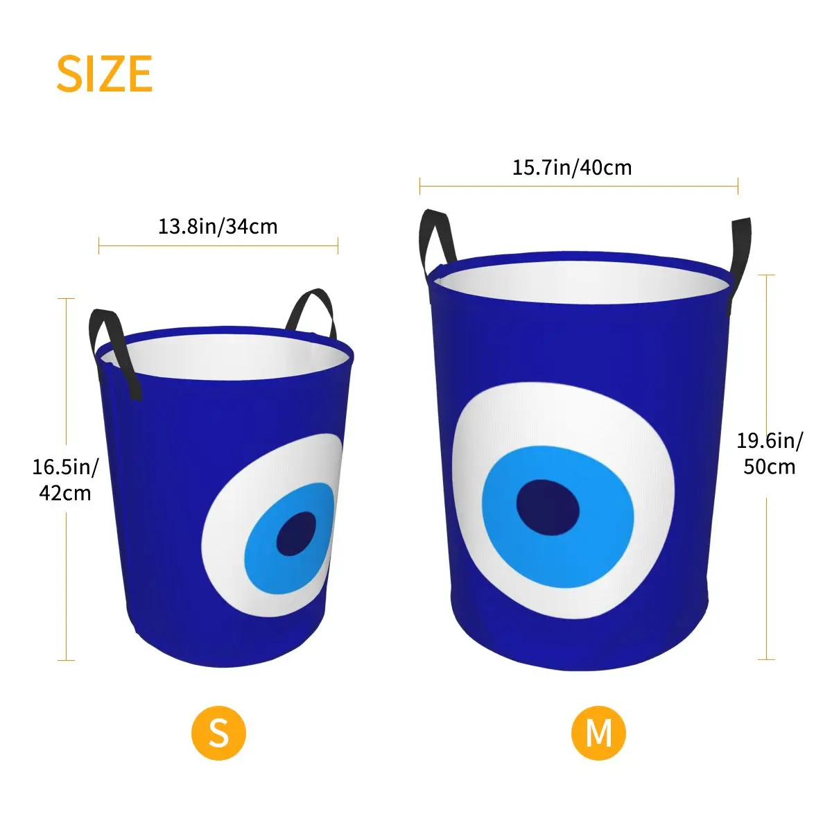 Custom Nazar Evil Eye Protection Symbol Laundry Basket Collapsible Amulet Turkish Baby Hamper for Nursery Toys Storage Bins