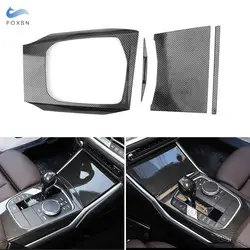 Car Center Console Control Gear Shift Panel Cover Decoration Trim Carbon Fiber Texture For BMW 3 Series G20 G28 2019 2020 2021