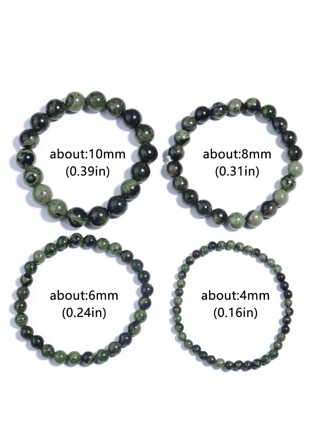 OAIITE Natural Jasper Green Kambaba Jasper Bracelet Men Fashion Charm Beaded Bracelet Women Elastic Jewelry Gift to Friends