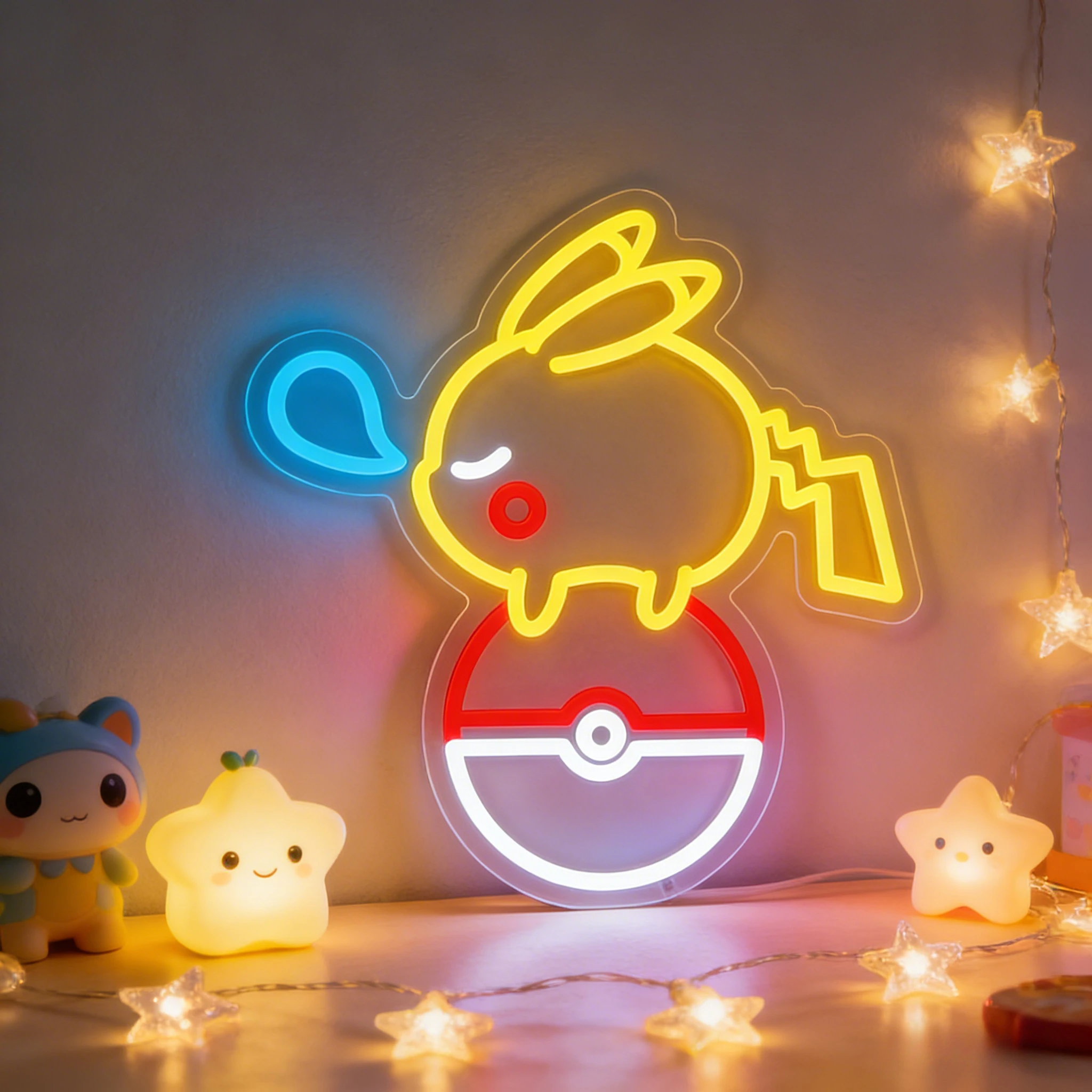 

Pikachu Pokeball Neon Sign LED USB Dimmable Wall Art Night Light for Bedroom Pokemon Gaming Room Decorative Table Birthday Gift