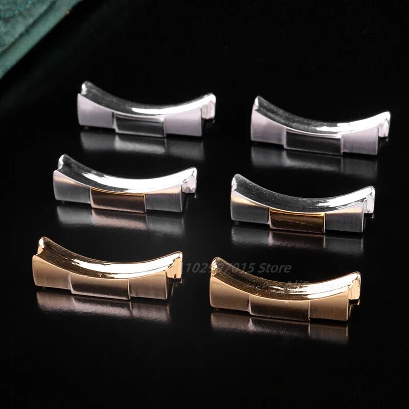 Solid Curved End Link 20mm For Rolex Water Daytona 116503/116500 Watch Band Rubber Leather Seamless Connection Silver Gold Black