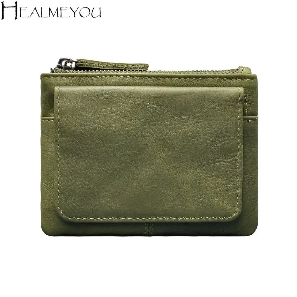

Vintage Solid Color Real Leather Coin Purse Minimalist Small Short Wallet Multi-functional Multi Card Slot Card Holder Women