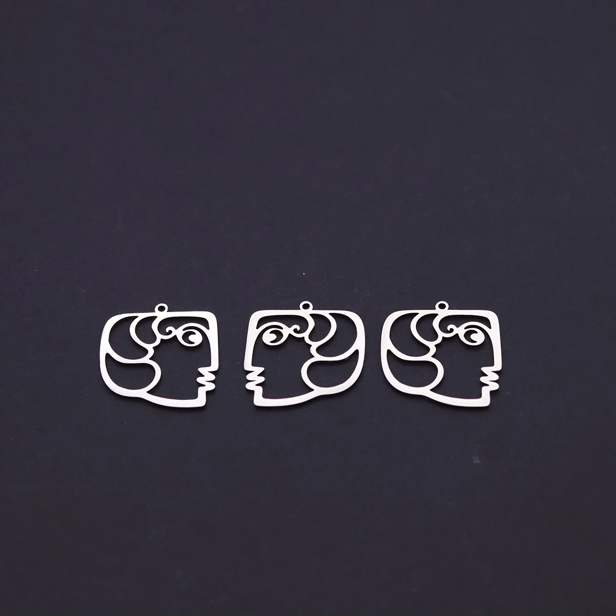 3pcs Abstract Art Face Portrait Stainless Steel Pendant Charms For Jewelry Making Necklace Earrings DIY Accessories
