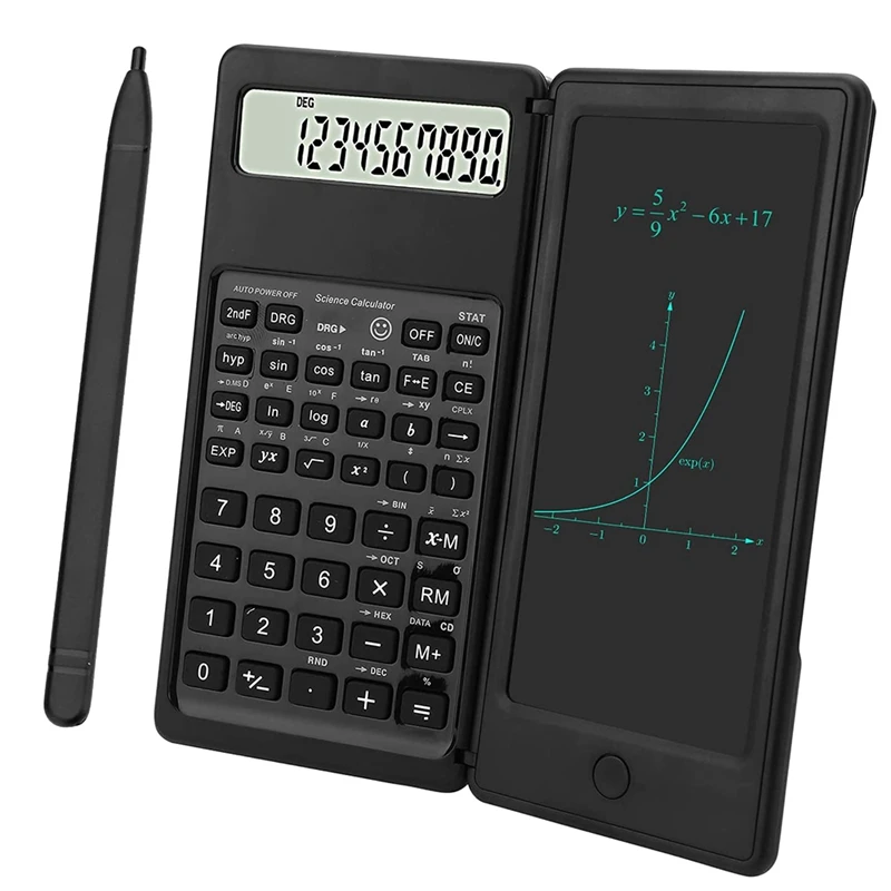 Scientific Calculator 10-Digit LCD Display Engineering Calculator With Writing Tablet For High School And College