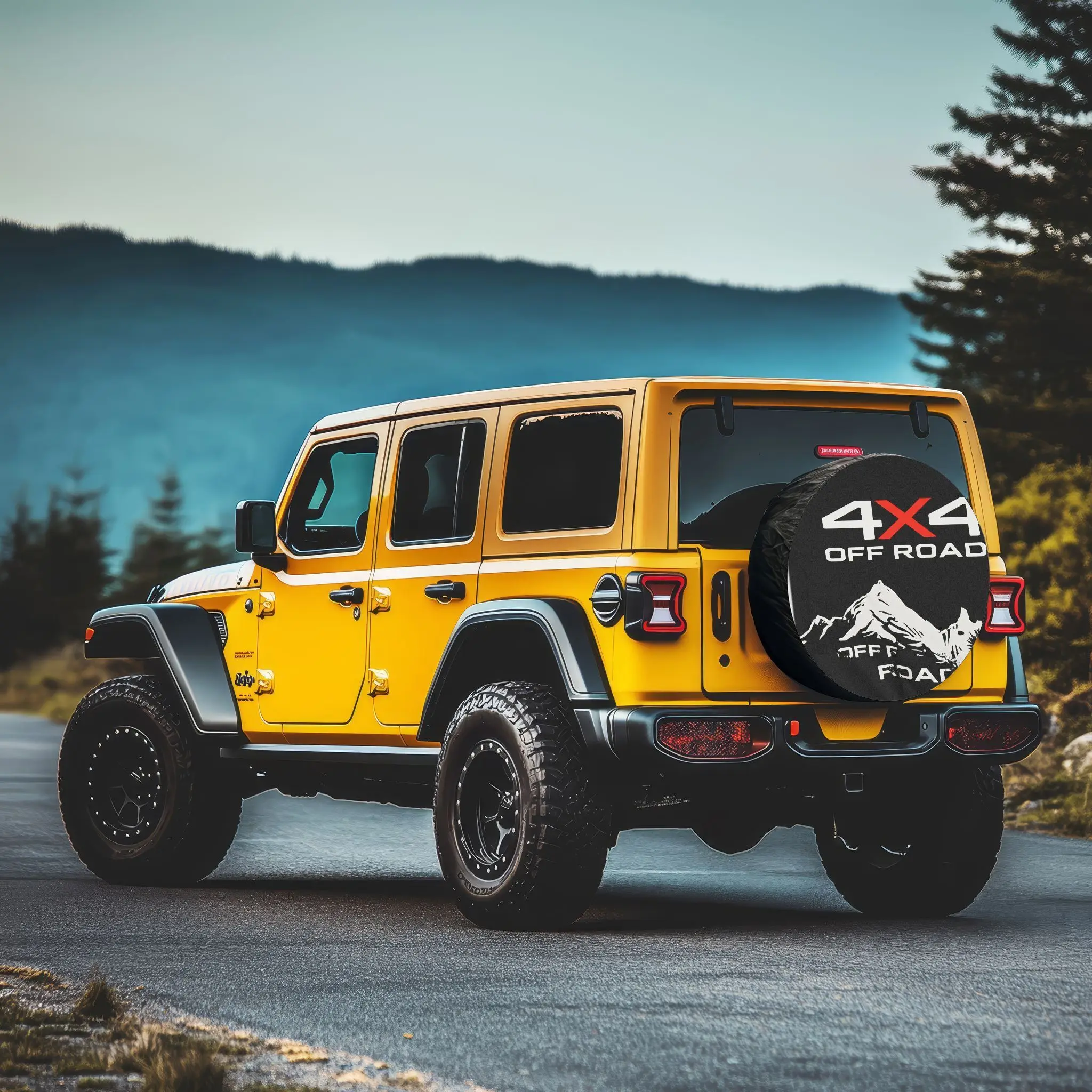 

Heavy-Duty 4X4 Off-Road Tire Cover for, SUV, Truck & SUVs - Fit All-Terrain with Mountain & Logo Design, Rugged Wheel Shield for