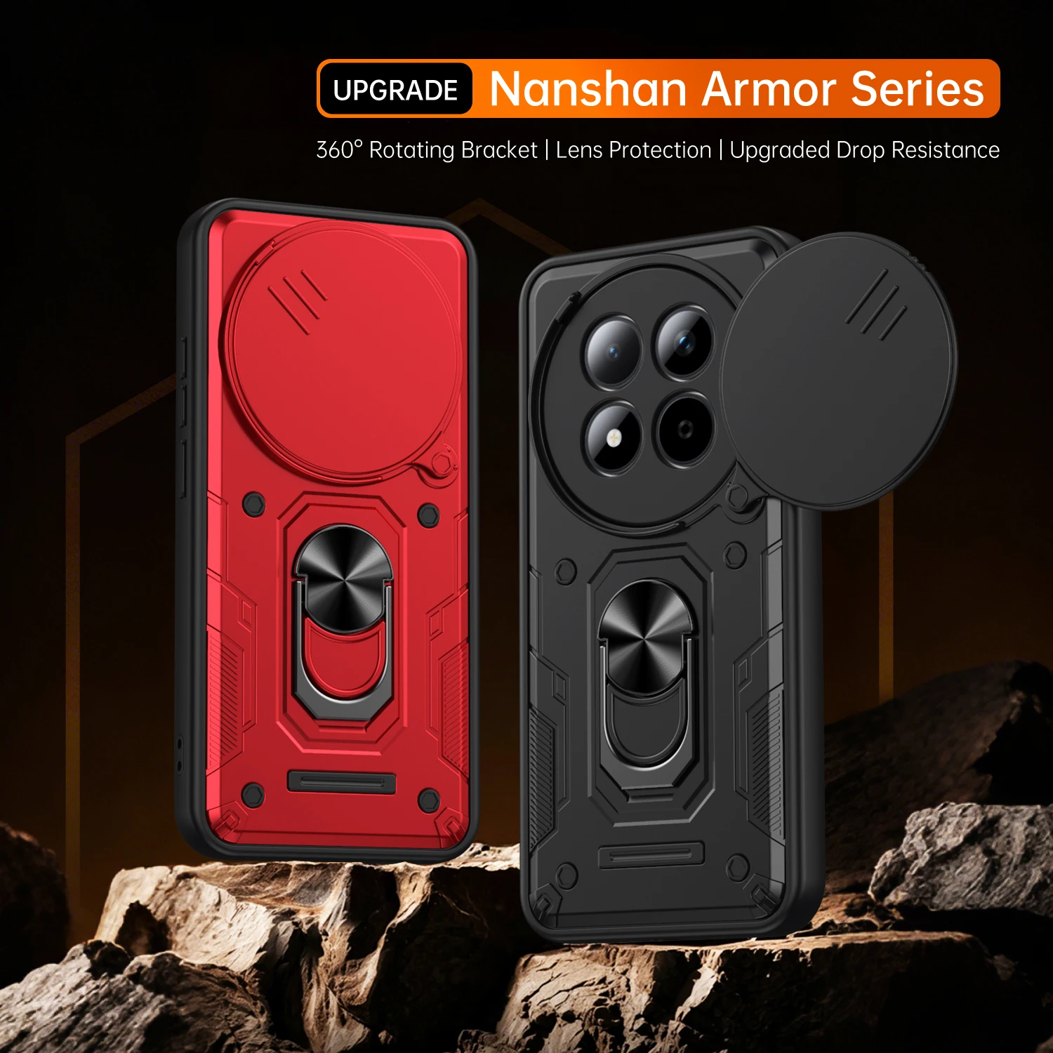 For Xiaomi Redmi Note 15 Pro+ 5G Case Armor Slide Lens Protect Phone Cover for Redmi Note15Pro 5G Car Magnetic Holder Ring Funda view 2