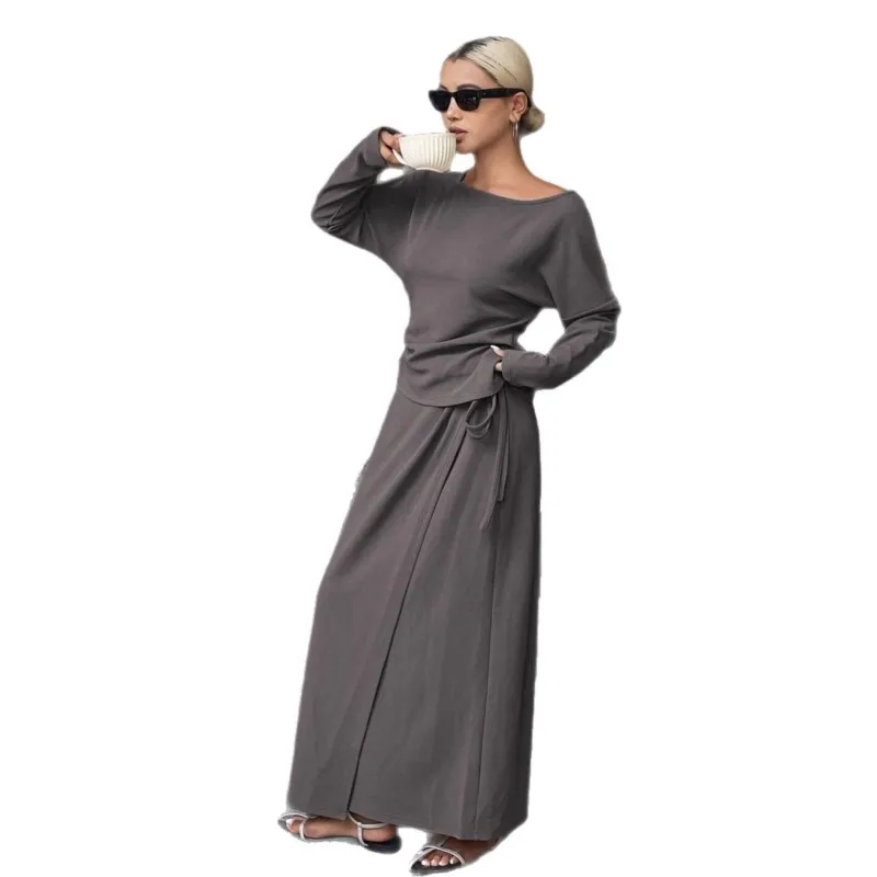 سليم جديد في مطابقة مجموعات 2 قطعة مجموعة للمرأة قطعتين الزي بلون طويلة الأكمام مطوي مزاجه أنيقة التنقل #5