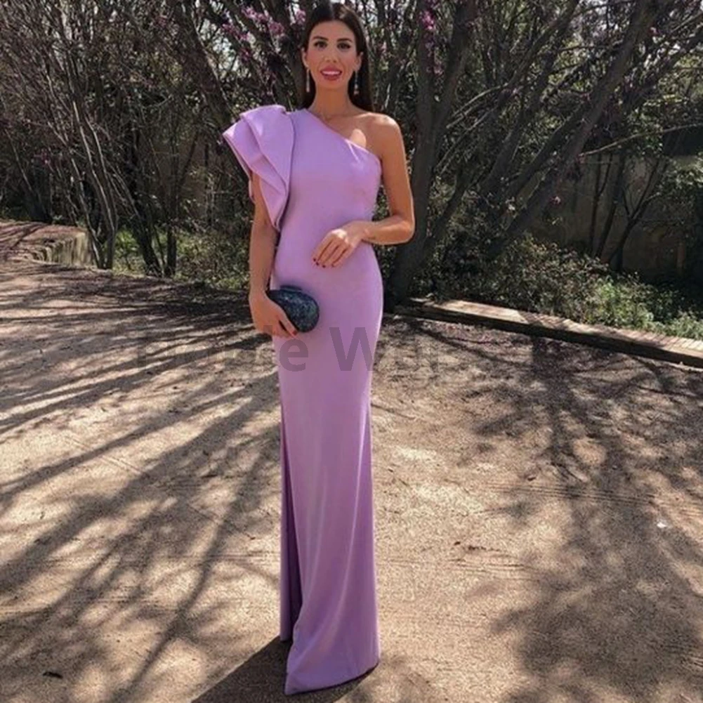 Elegante one-shoulder satijnen zeemeermin avondjurk vloerlengte formele jurk aanpassen